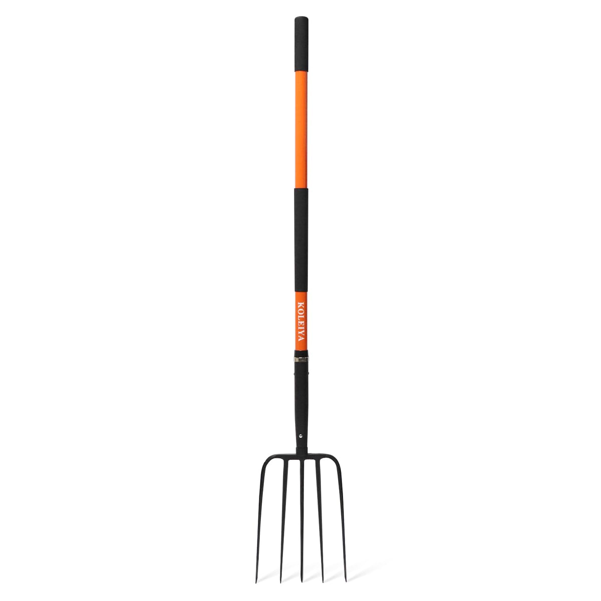 KOLEIYA 57-inch pitchfork with manganese steel teeth for durable compost turning.