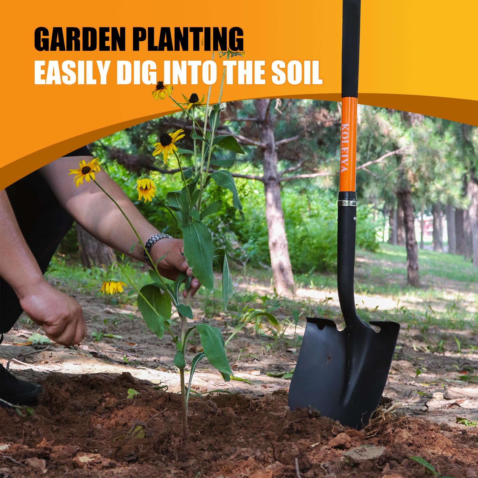 KOLEIYA shovel in action tackling soil during gardening projects.