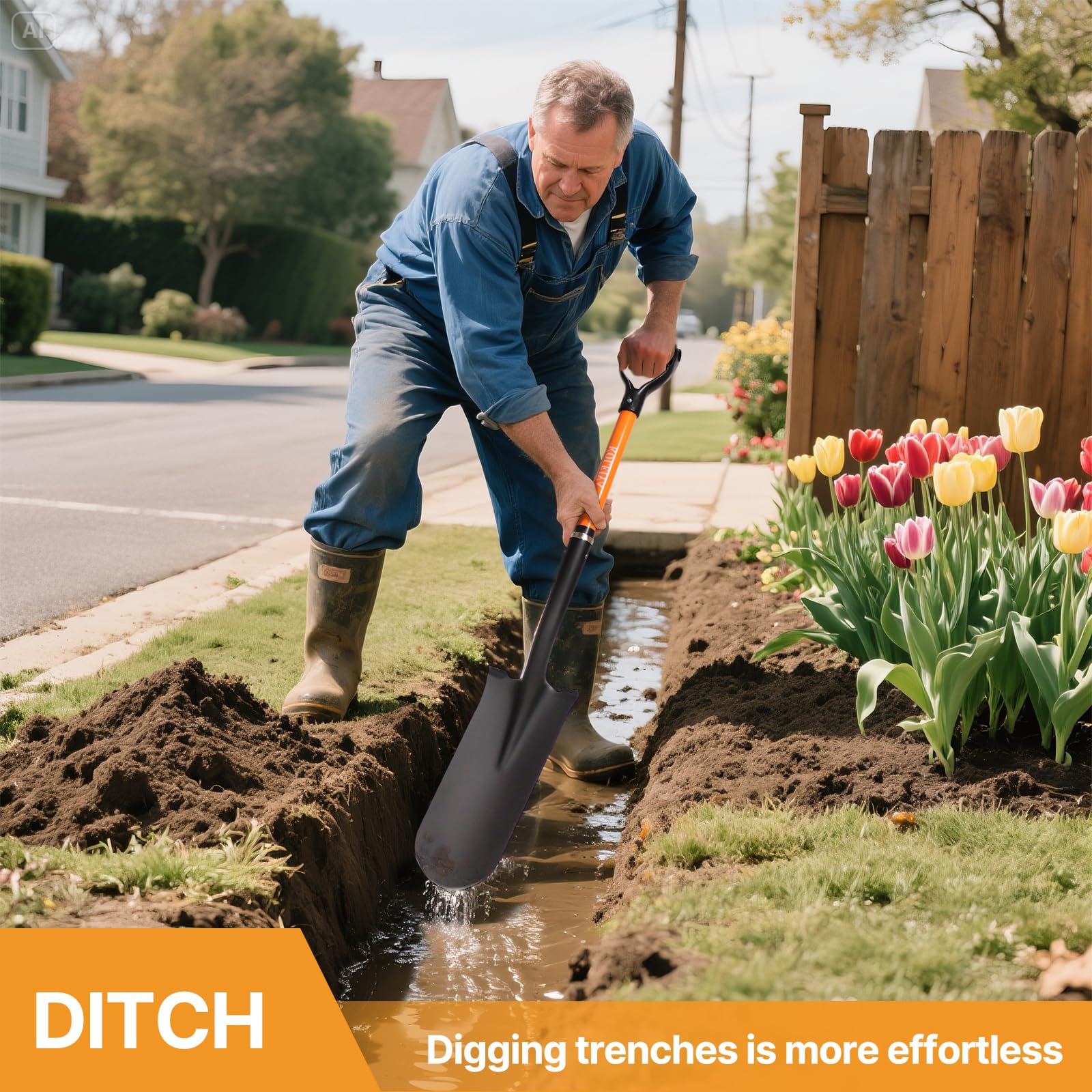 KOLEIYA durable fiberglass shaft resists rust, rot, and breakage in all weather.