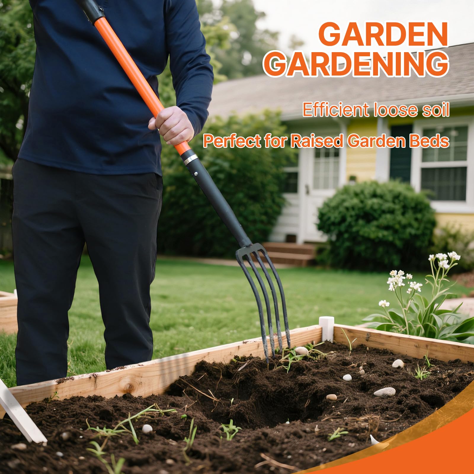 KOLEIYA garden fork with fiberglass handle offers ergonomic grip.
