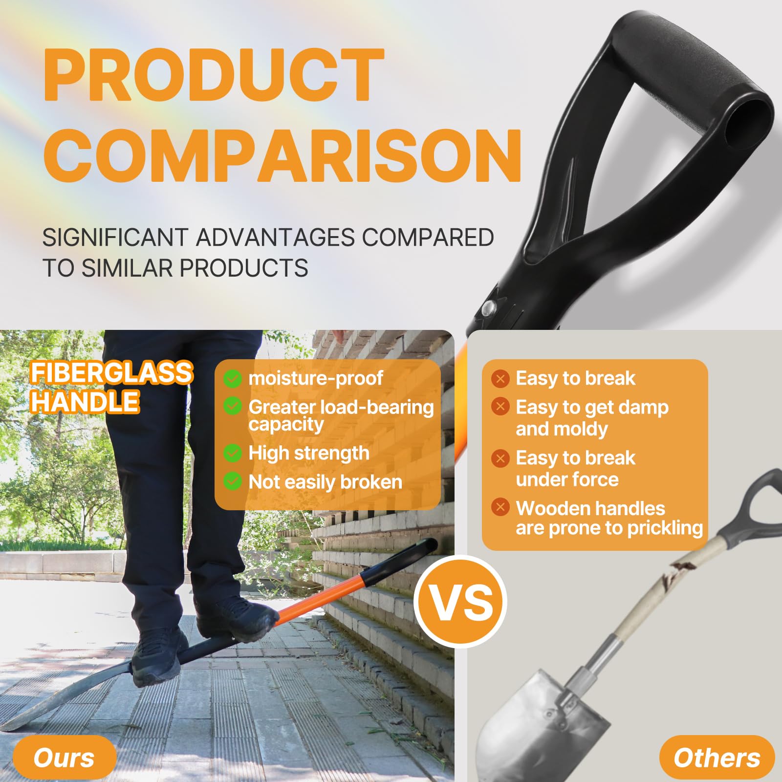 KOLEIYA reinforced steel blade shows durability against tough soil and roots.
