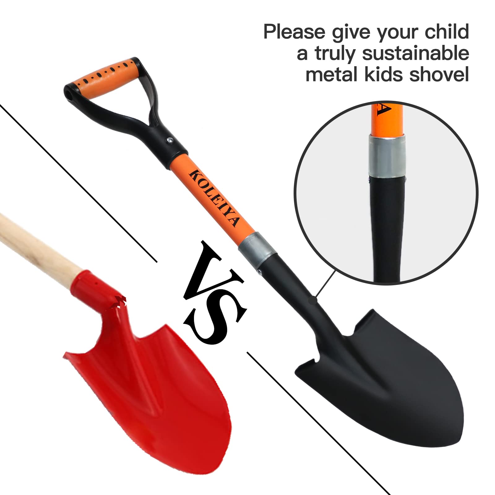 KOLEIYA Kids Shovel compact design fits narrow spaces.