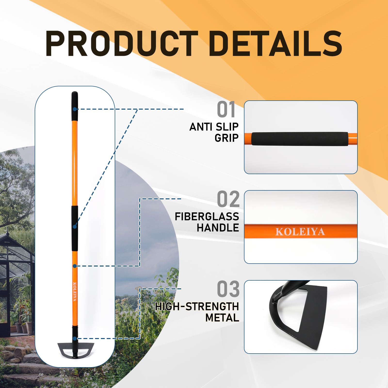 KOLEIYA double-riveted, welded connection ensures a stable, wobble-free tool.