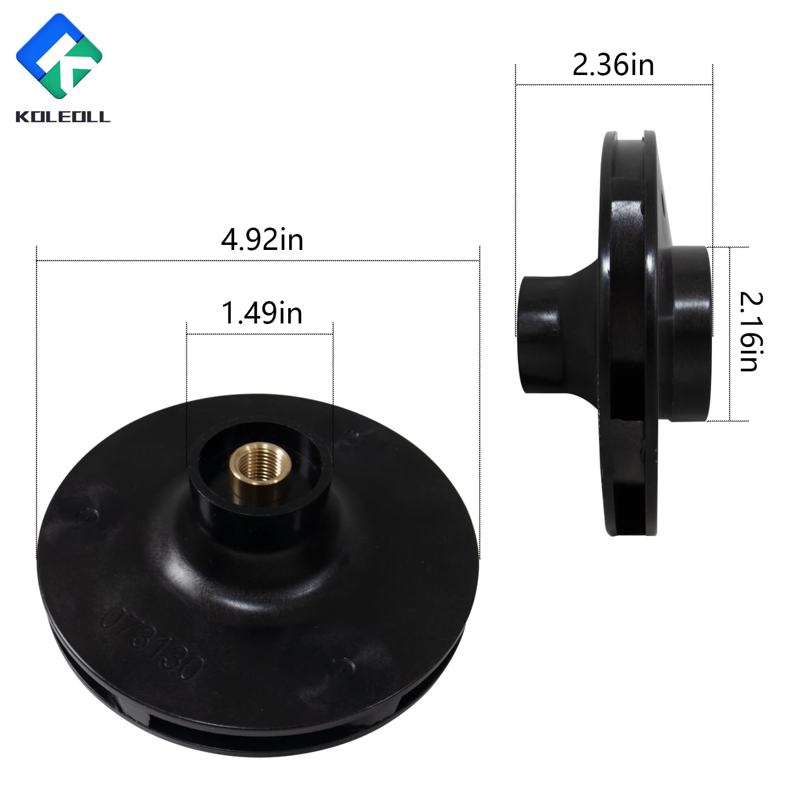 KOLEOLL 073130 impeller side profile showing durable construction for reliable flow.