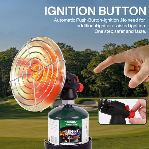 KOMAN golf cart heater with cup holder adapter in use on a cart