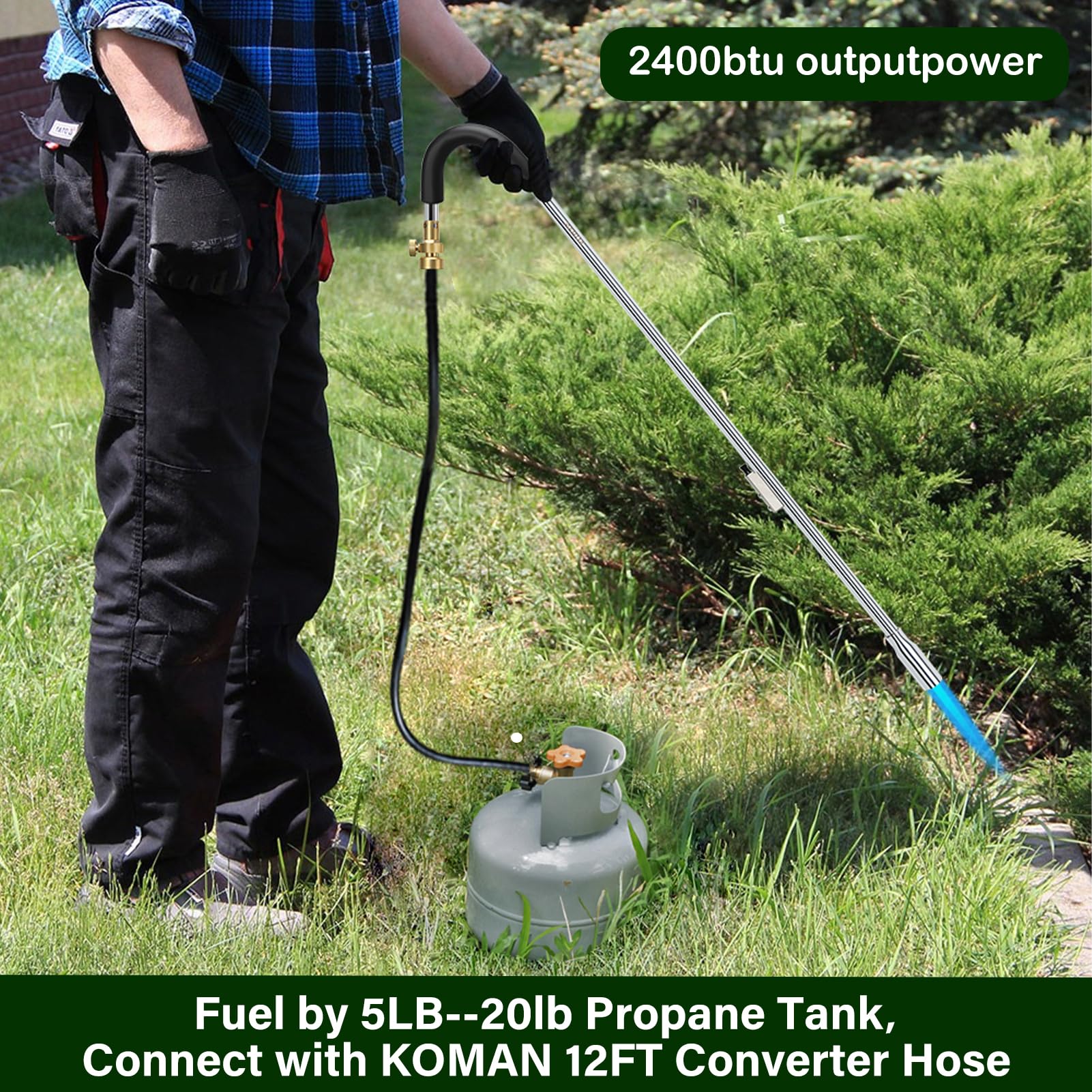 KOMAN weed torch flame-control valve for precise heat adjustment.