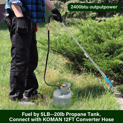 KOMAN weed torch flame-control valve for precise heat adjustment.