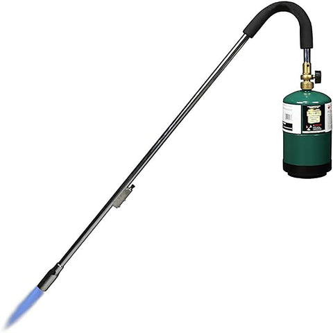 KOMAN weed torch with 35-inch arm for easy outdoor weed control.