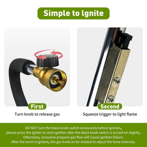 KOMAN weed torch self-ignition feature for quick startup.