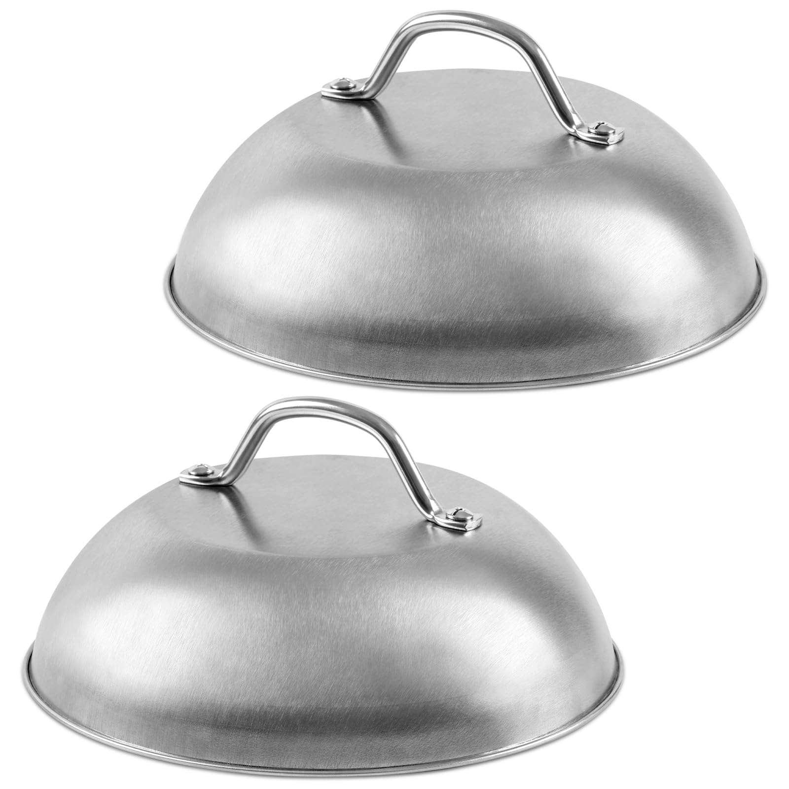 Komokeru 9-inch cheese melting dome on a griddle for even melt.