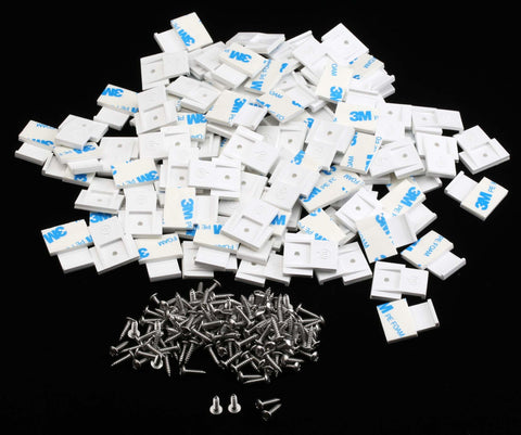 Komytoo screw clips for outdoor lights shown with mounting tape for quick secure installation.
