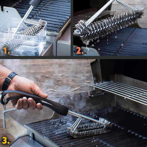 Kona brush compatible with porcelain, ceramic, and infrared grills for broad use.