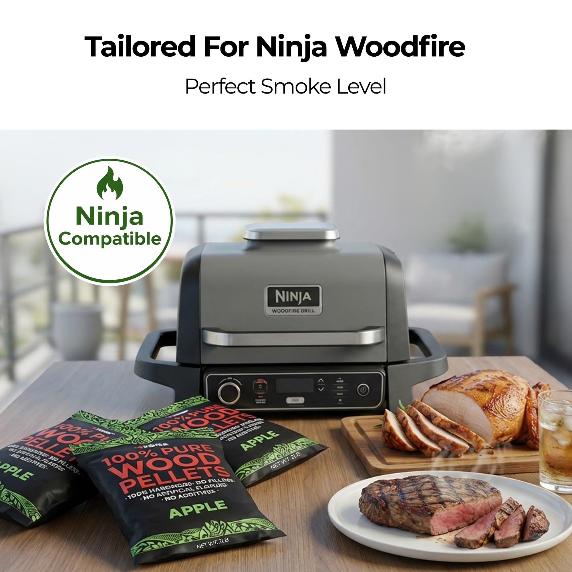 Kona Apple Smoker Pellets close-up shows uniform hardwood pellets for steady smoke.