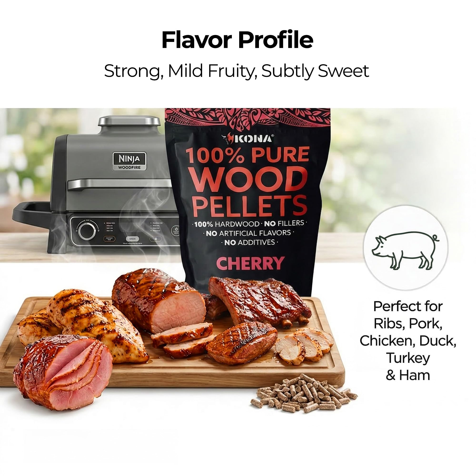 Pour Kona Cherry Smoker Pellets into a smoker tube for versatile cooking