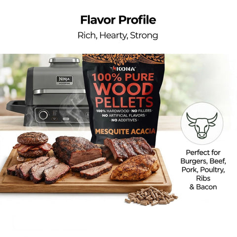 Kona ninja-woodfire grill compatibility for easy seasoning and bold flavor.