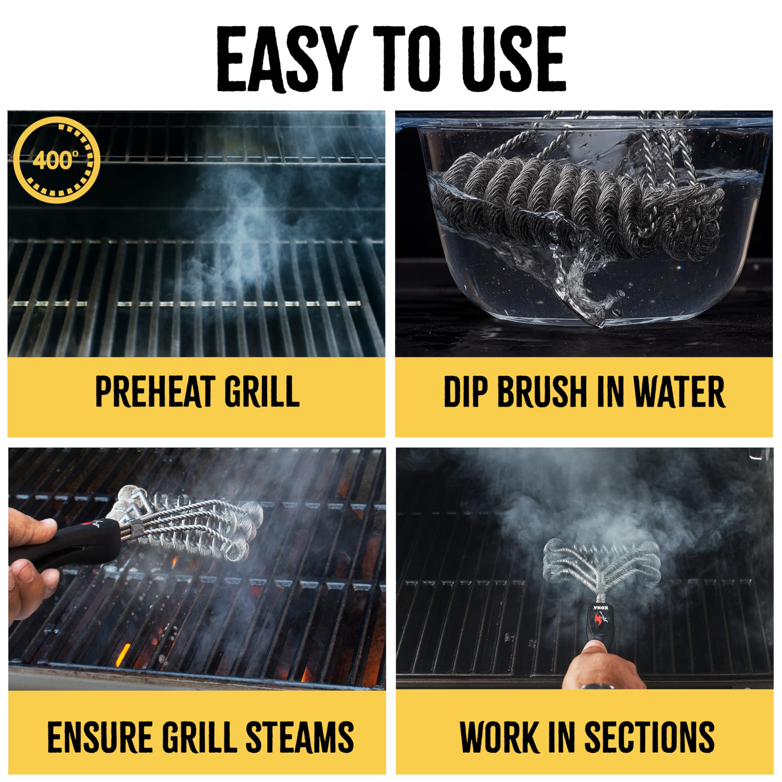Steam-cleaning effect when used with water for deeper grime lift.