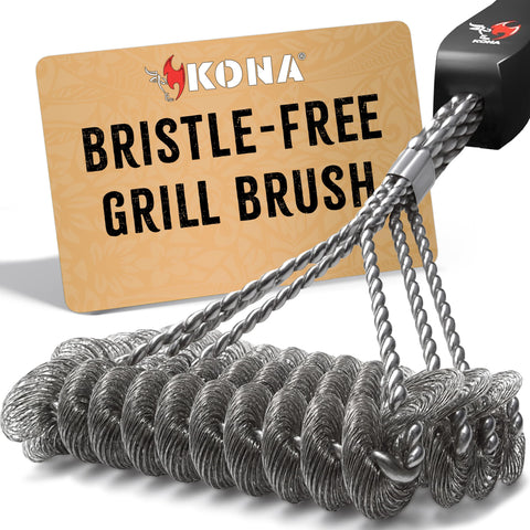 Kona Safe/Clean Grill Brush bristle-free design for porcelain and steel grills.
