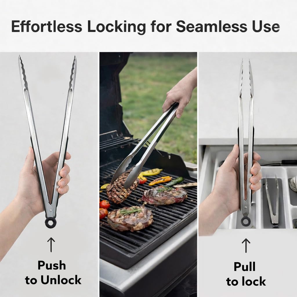 Kona two-piece stainless steel BBQ tongs for multiple dishes