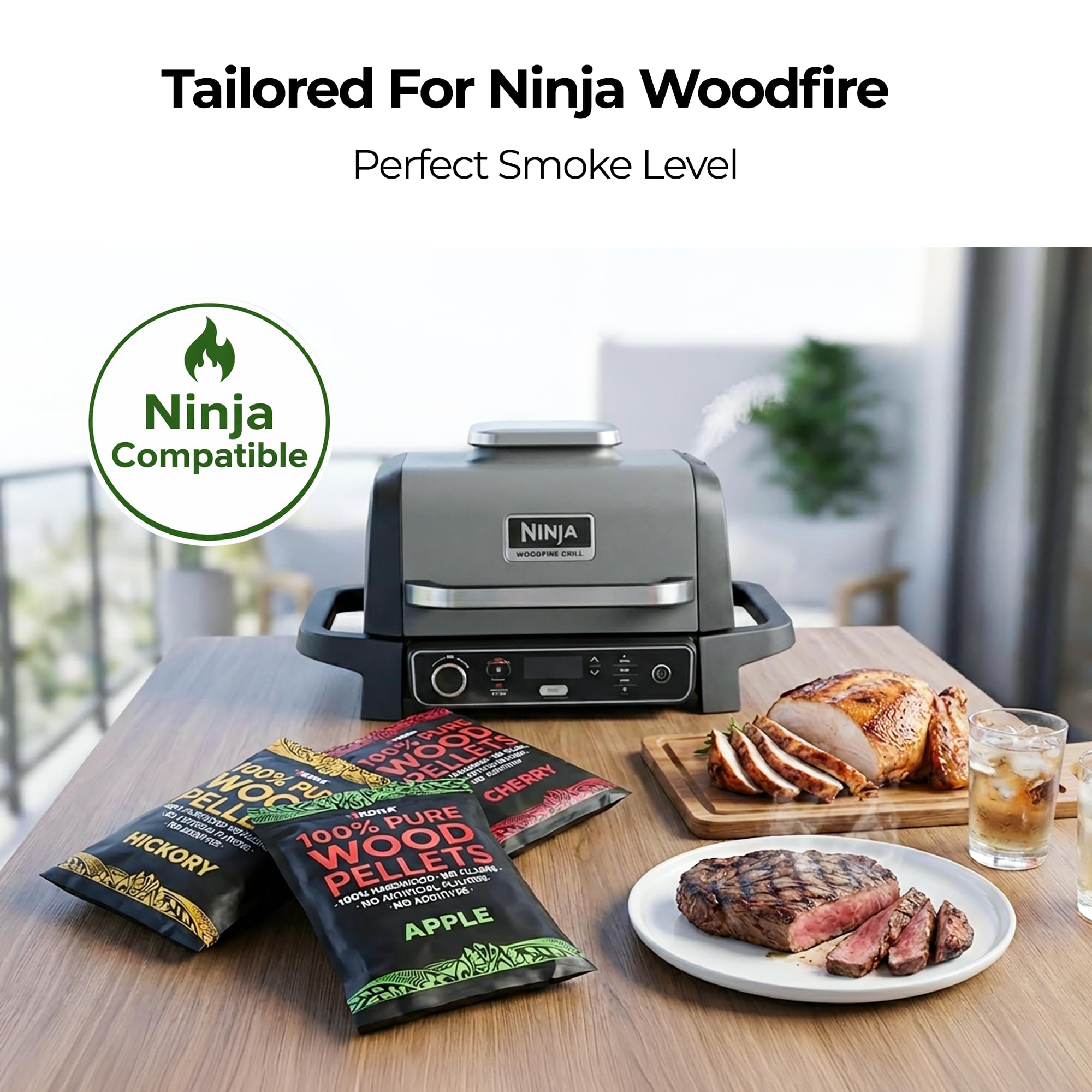 Kona sweetwood-blend wood pellets add gentle sweetness to poultry and pork.