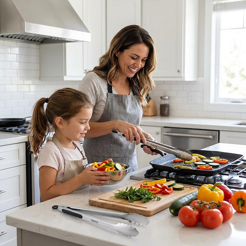 Kona versatile grill tongs for safe meat and veggie handling