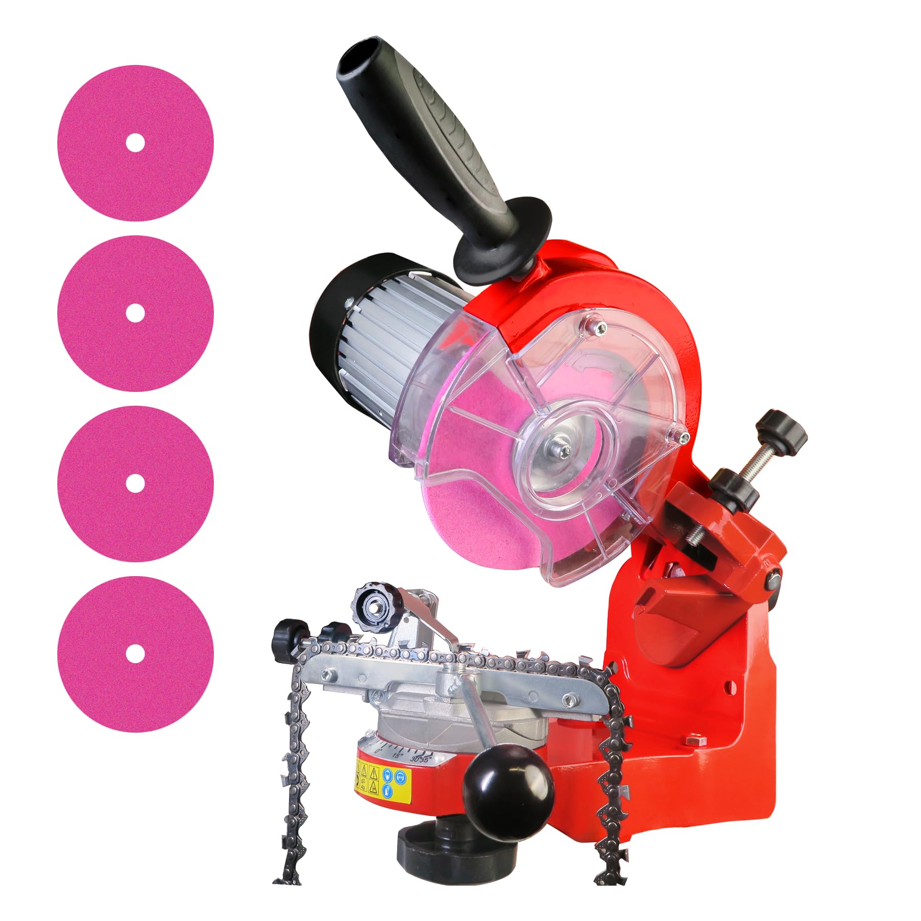 KonKell 230W sharpener motor powering fast chain sharpening.
