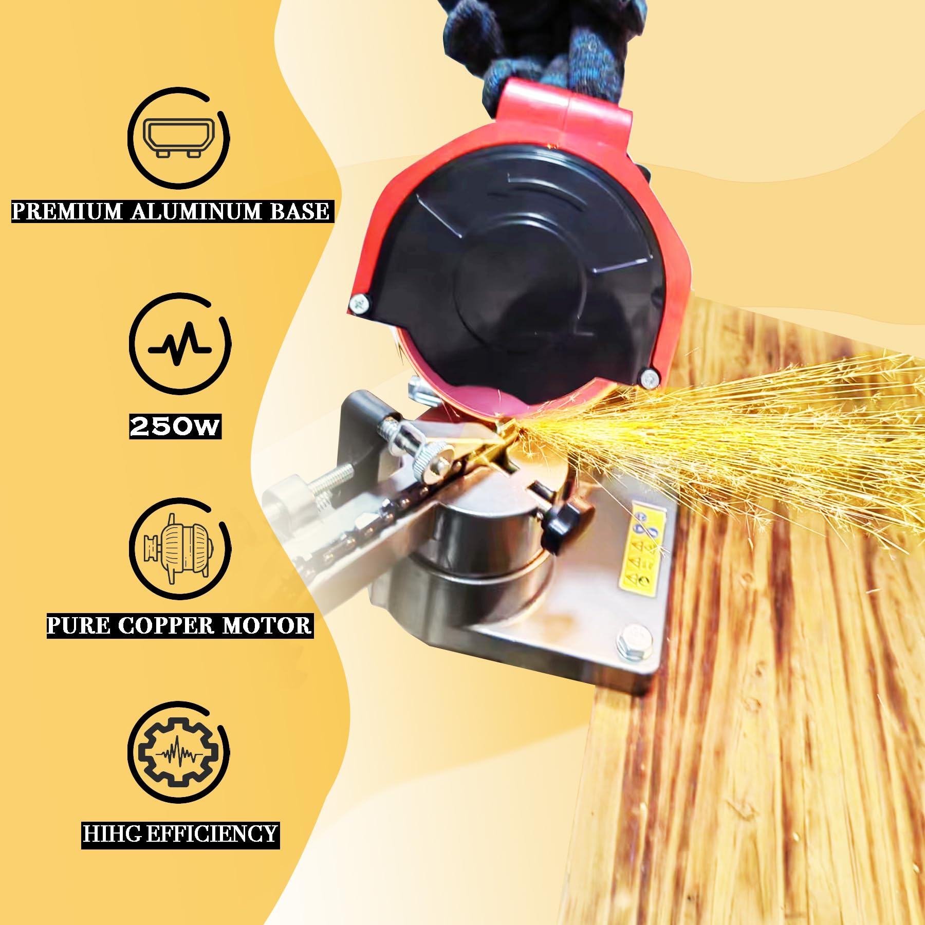 Konkell adjustable-angle sharpener for versatile chain pitches.