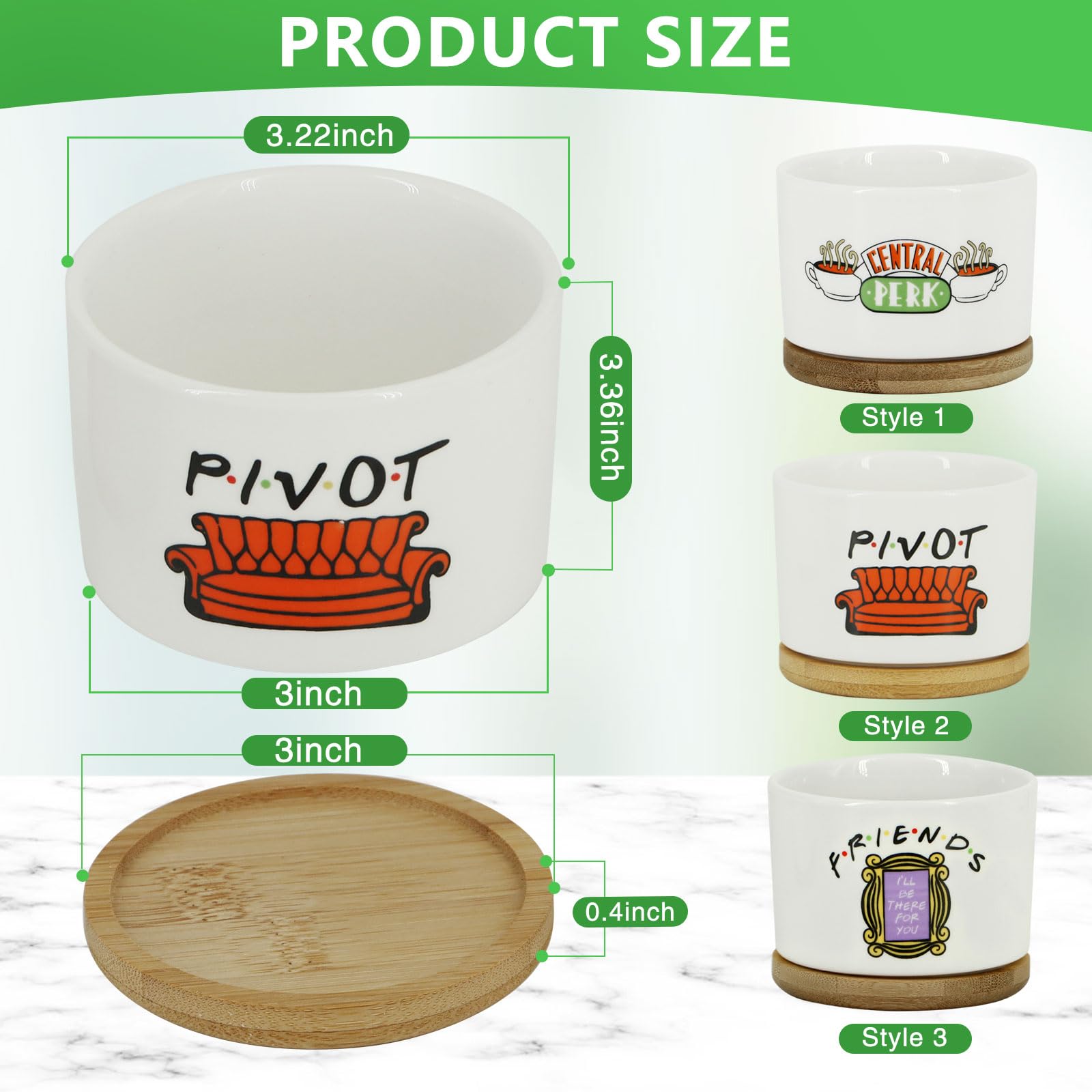 KONROOWEI ceramic plant pots bamboo saucers: practical drainage and clean water collection