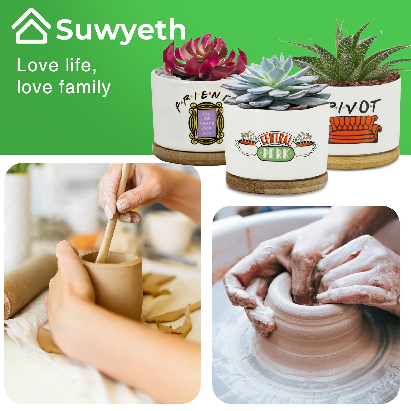 KONROOWEI Friends themed planters: cute accent pieces that brighten shelves or desks
