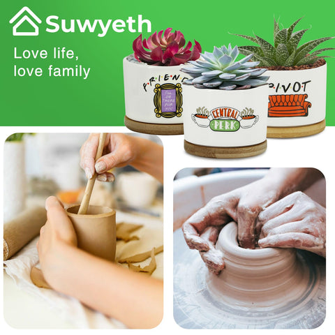 KONROOWEI Friends themed planters: cute accent pieces that brighten shelves or desks