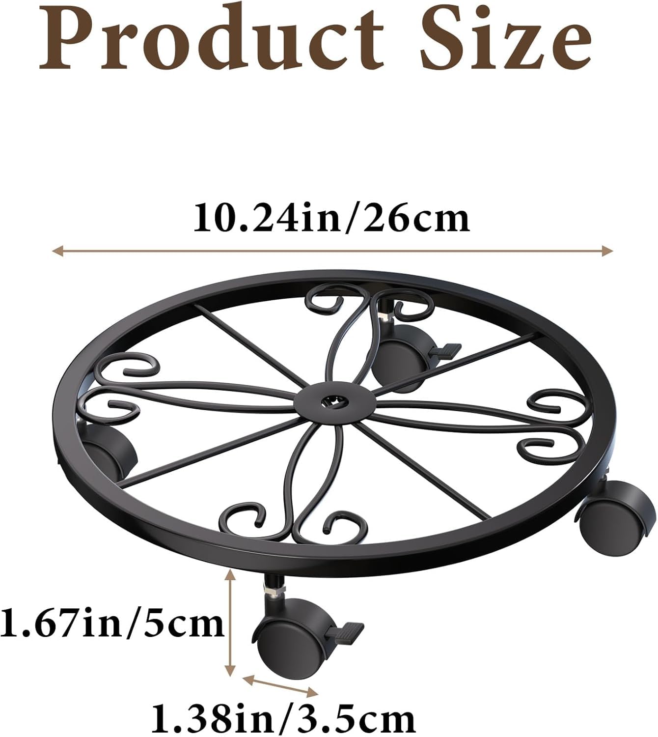 KOOKASHOP wheeled plant stand protects floors during shifts for indoor and outdoor use.