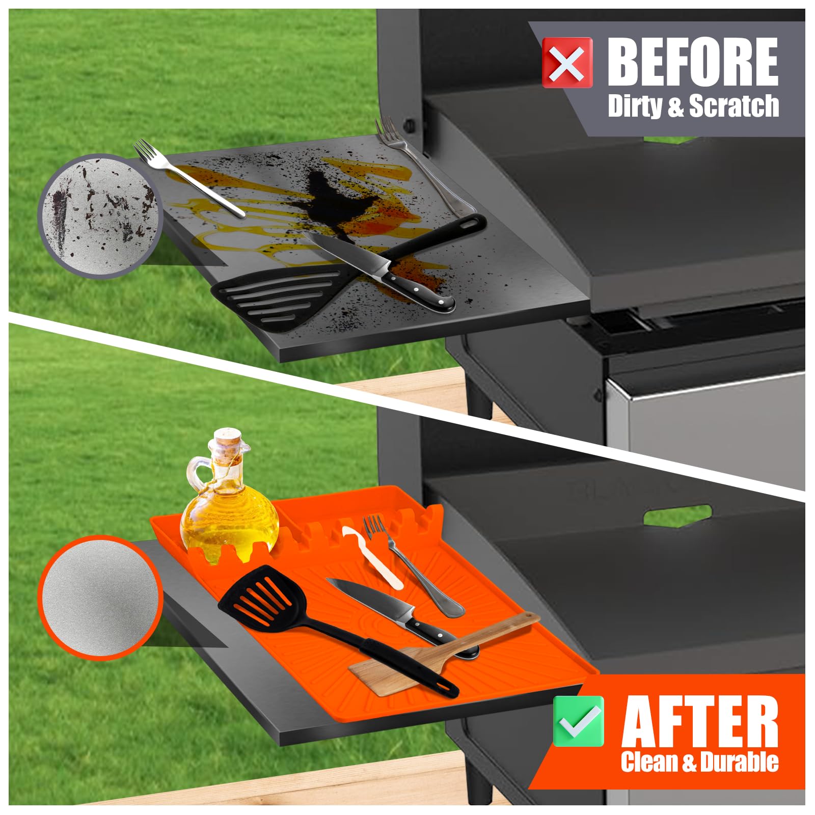 Koolstuffs drip-pad silicone mat catches drips, protecting the countertop