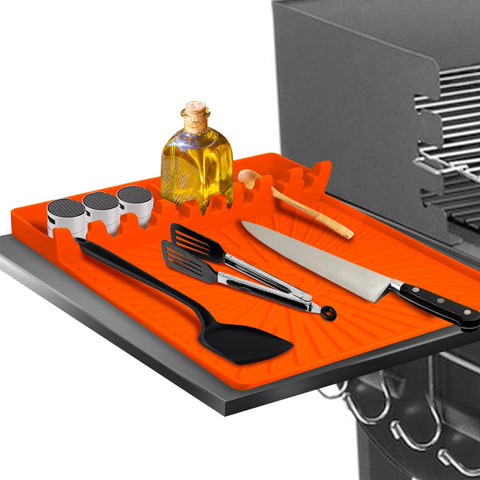 Koolstuffs silicone grill mat large on side shelf increases workspace for utensils