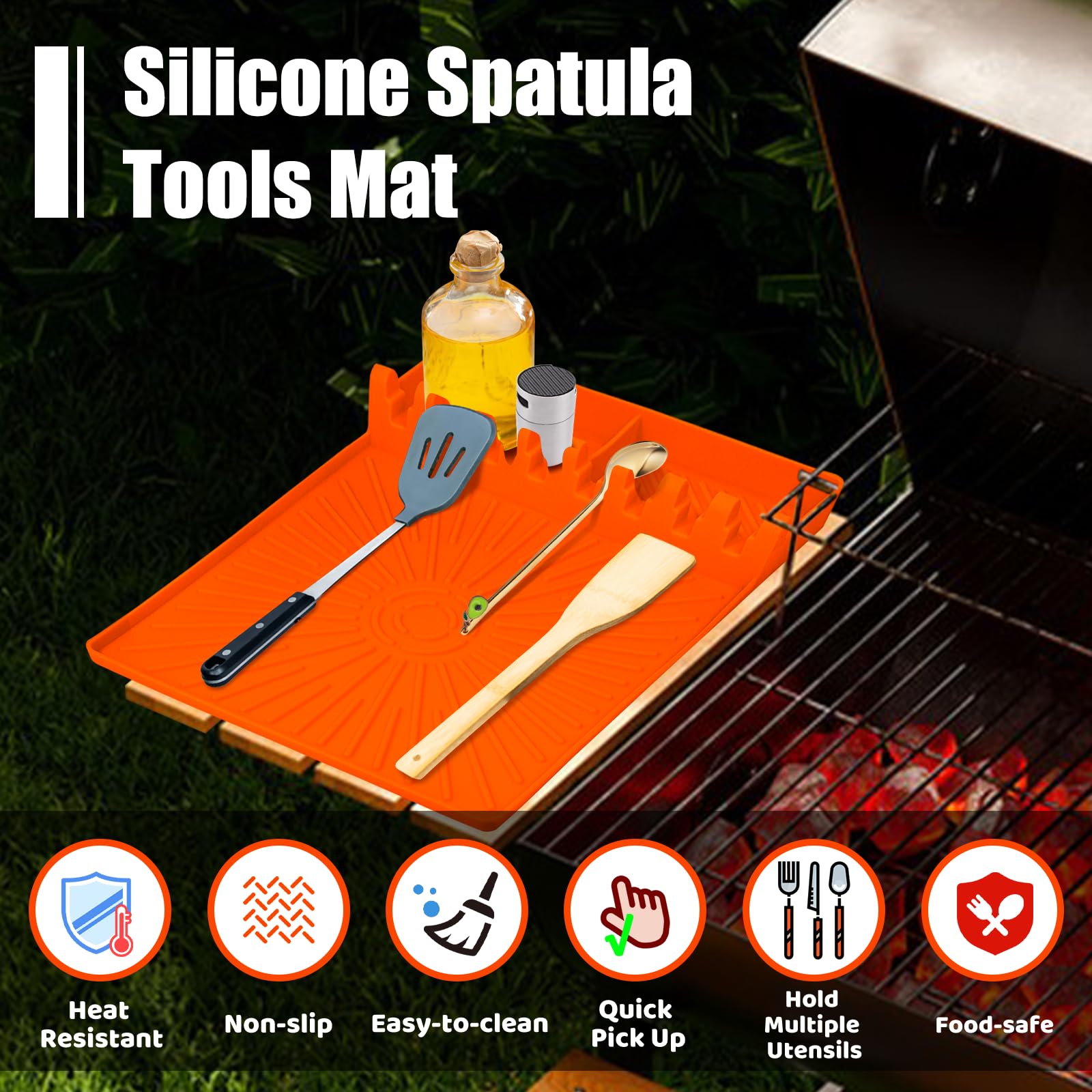 Koolstuffs silicone grill mat with non-slip texture keeps tools in place