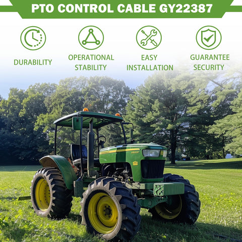 KOONDHEEND PTO control cable with nylon sleeve detail for John Deere tractors.