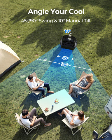 Koonie camping misting fan LED display with clear settings for quick customization