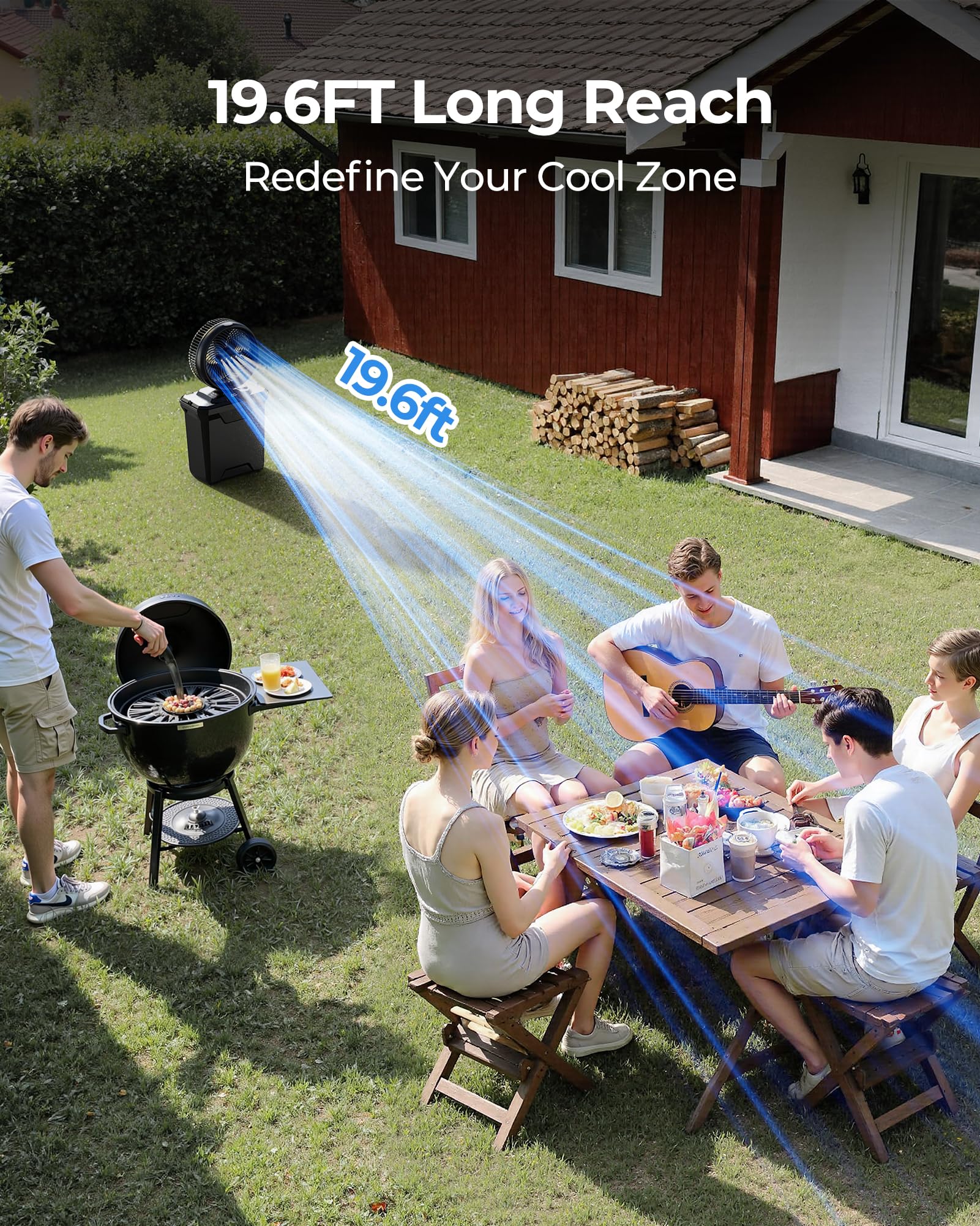 Koonie misting fan 20000mAh battery showcasing long-lasting power on adventures