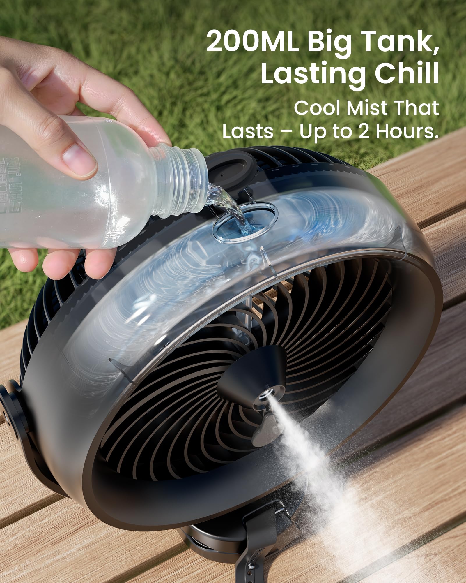 Koonie 360° rotation clip base directs airflow precisely.