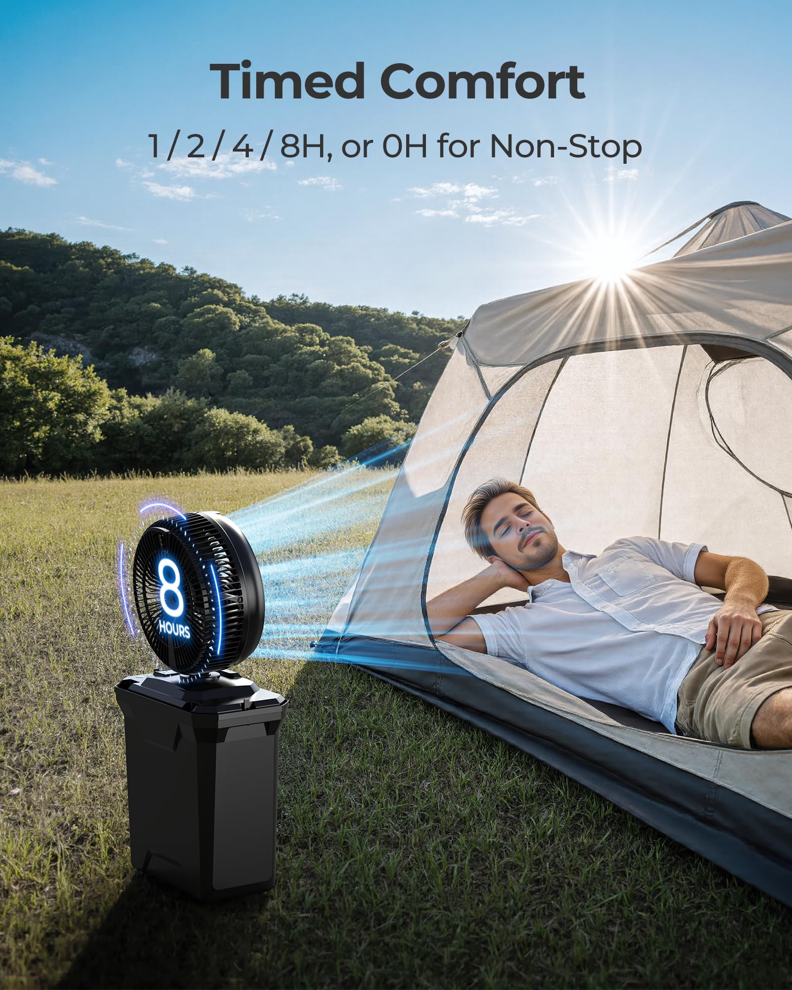 Koonie misting fan tilt and oscillation feature for targeted airflow