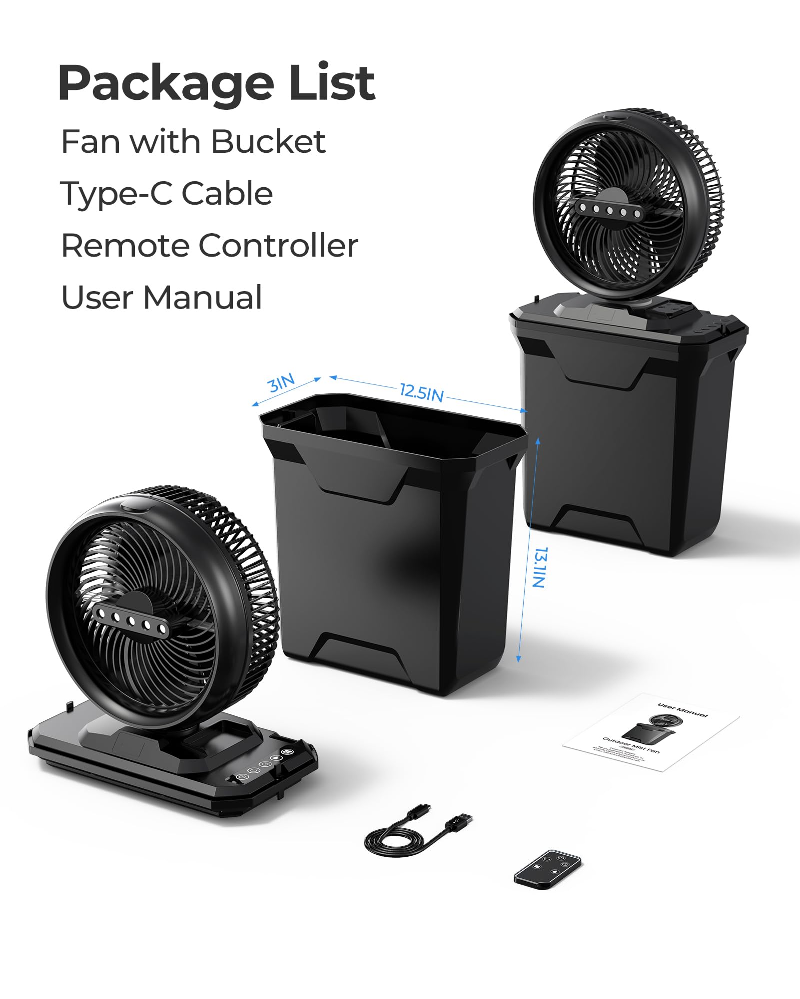 Koonie outdoor misting fan in action on a patio or campsite