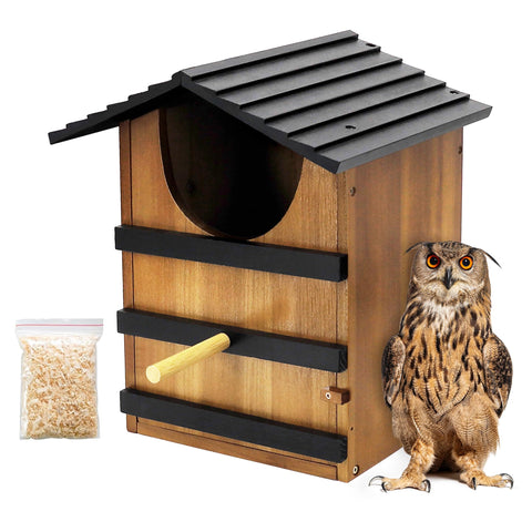 KOOPRO Screech Owl House outdoors; sturdy entry protects nest sites