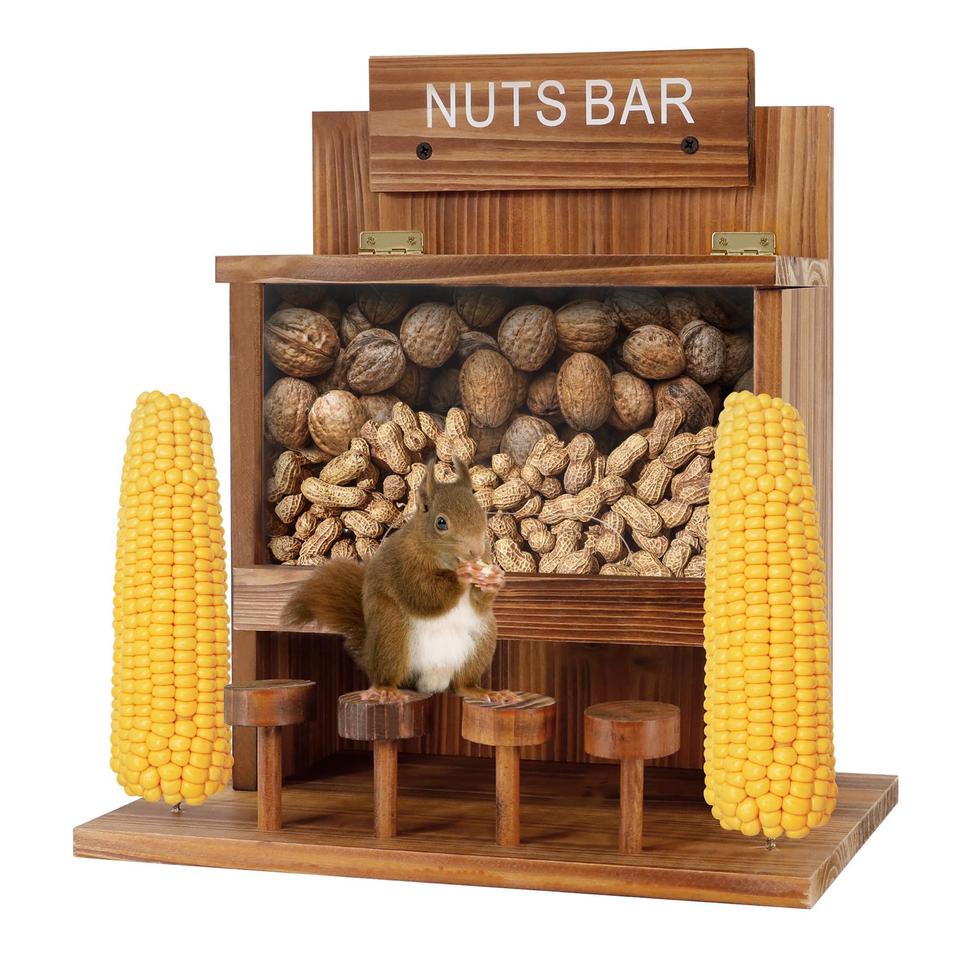 KOOPRO Squirrel Feeder on outdoor tree with four perches for multi-squirrel dining