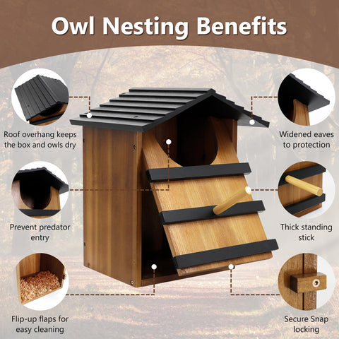 KOOPRO ventilated owl house top design; promotes healthy nesting climate