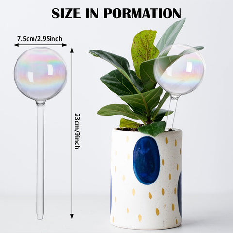 Koorabbee four-pack iridescent glass globes keep soil moist for weeks.