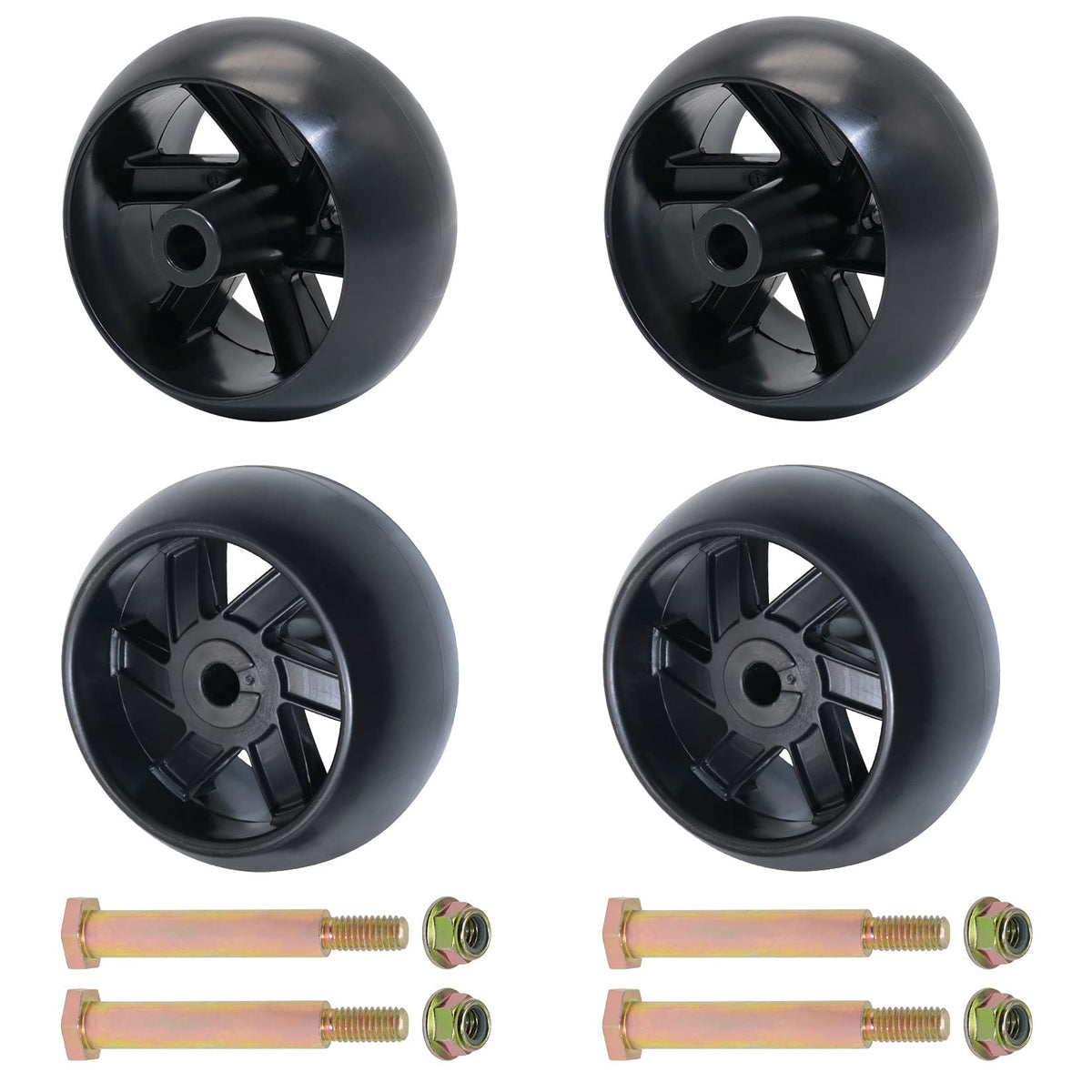 KOOTANS four-pack mower deck wheels ready for improved stability on uneven turf