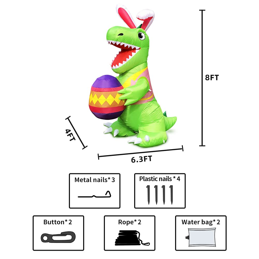 Kooy 8ft dinosaur with eggs serves as a striking spring centerpiece.