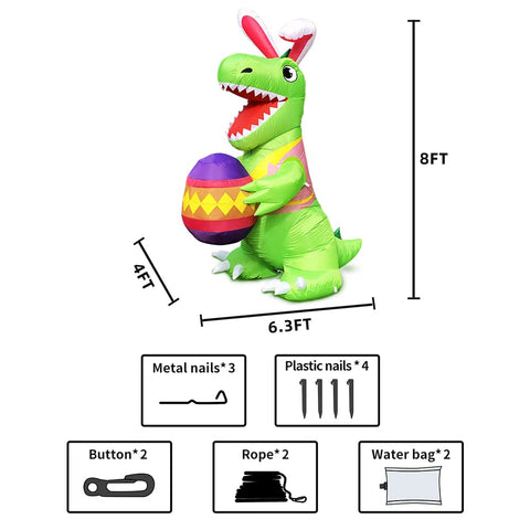 Kooy 8ft dinosaur with eggs serves as a striking spring centerpiece.