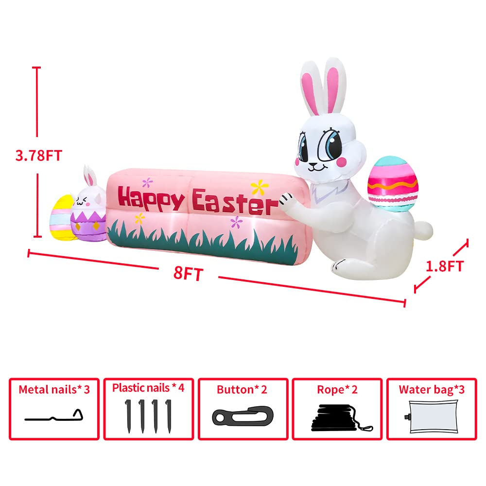 Kooy 8ft Easter yard banner glows at night for festive ambiance