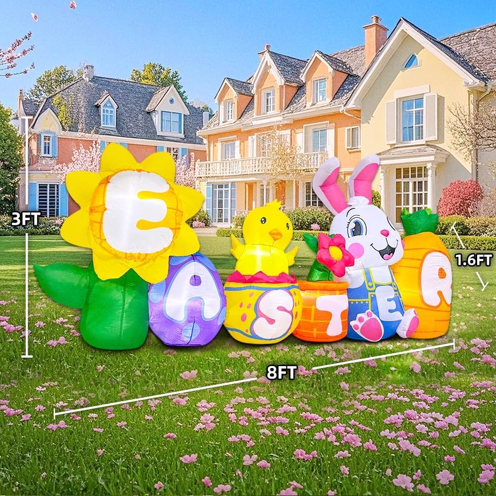 KOOY 8ft outdoor Easter inflatable stands tall for festive yard decor