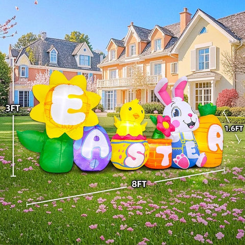 KOOY 8ft outdoor Easter inflatable stands tall for festive yard decor