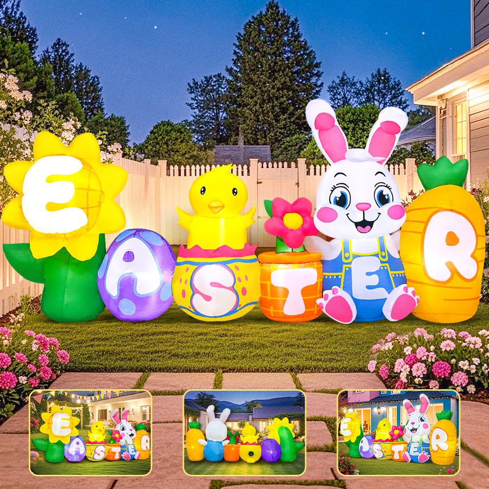 KOOY Easter chick and egg inflatable adds playful lawn charm